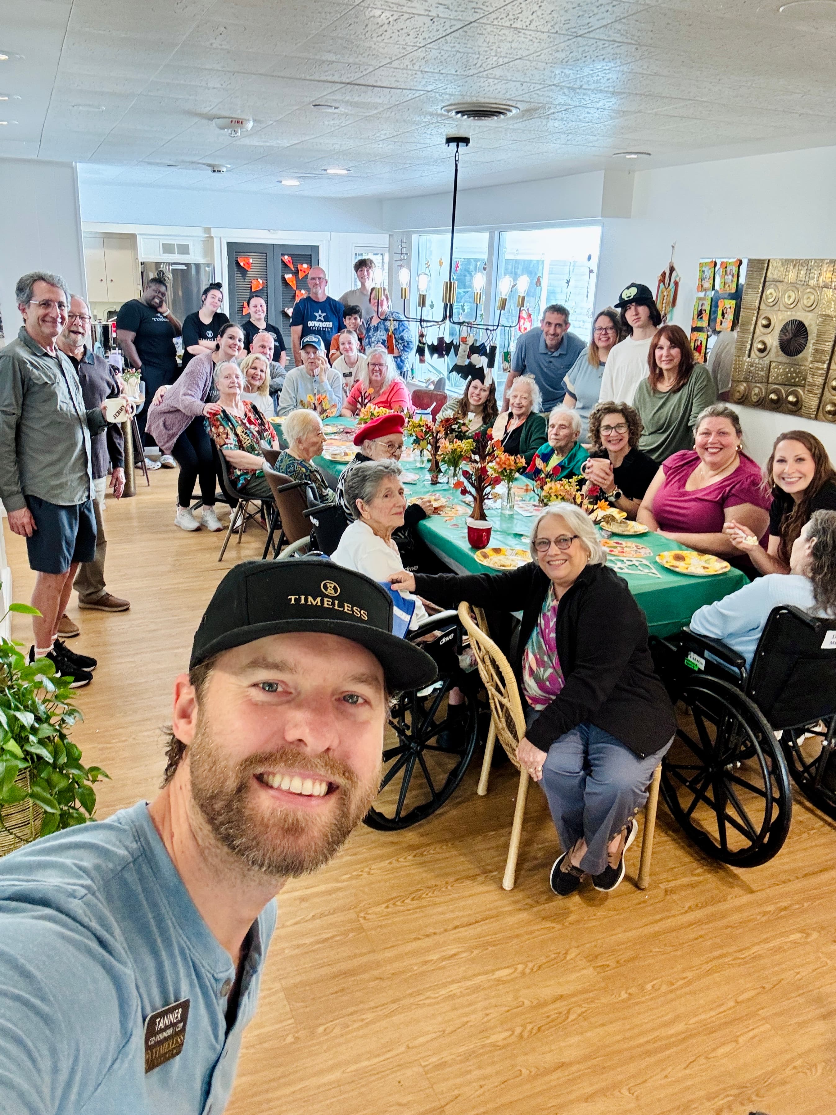 Residents sharing a meal together at Timeless Care Homes